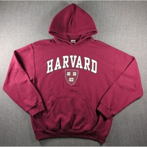 HARVARD Hoodie Pullover Sz Med Burgundy Preppy Academia Collegiate Crimson Mass